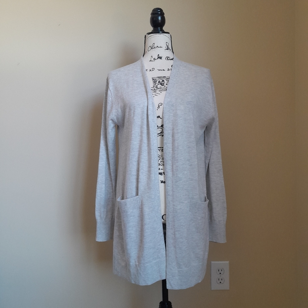 Cashmere Blend Cardigan gray open front lightweight women's S